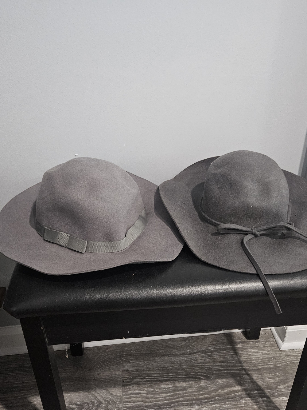 2 Hats (1 Brixton Gray Felt) (1 No Brand Tag Felt)